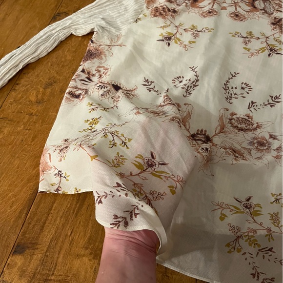 Free People Cream Striped Button Down Shirt with See Through Floral Back - Picture 12 of 12